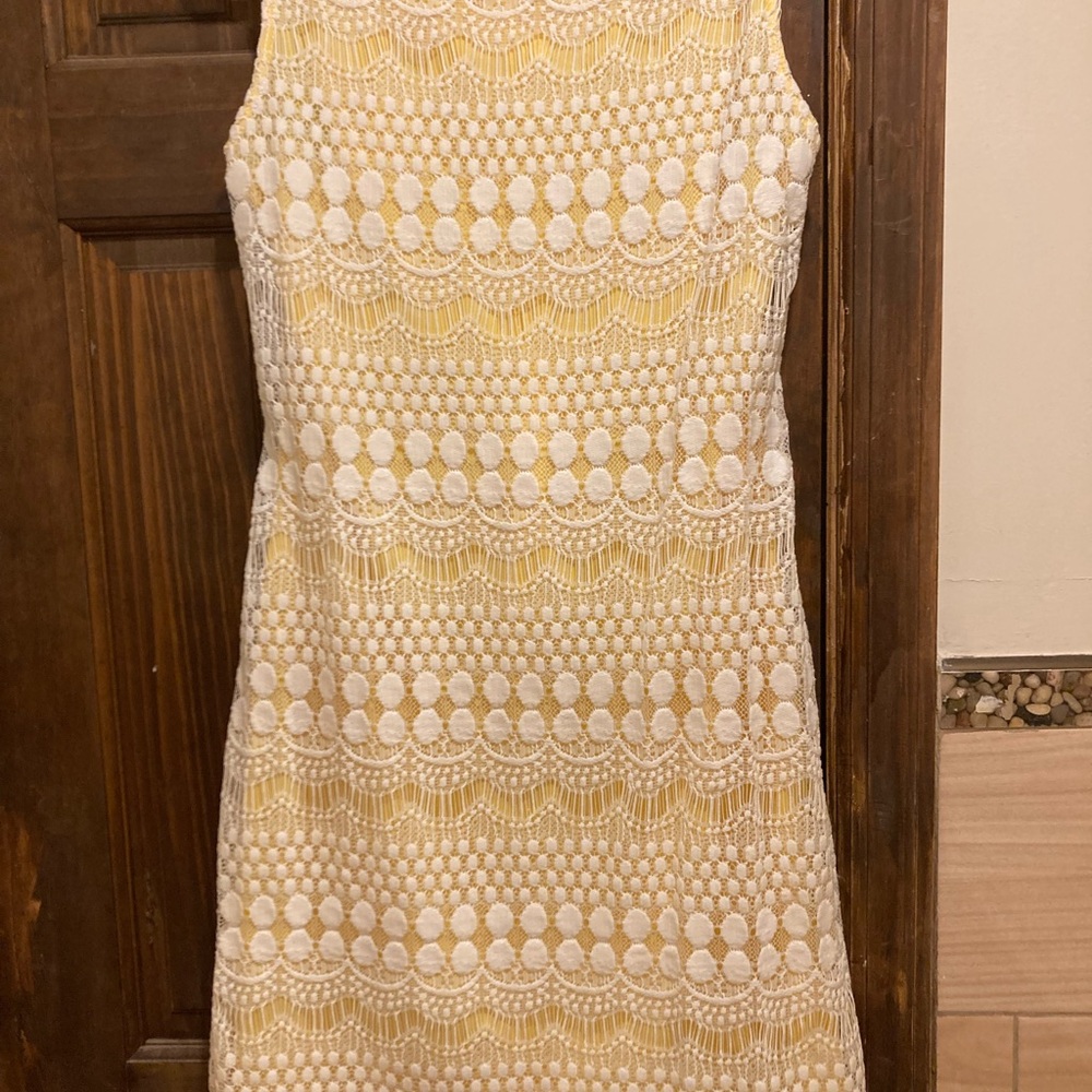 Tiana B. Yellow and White Midi Dress